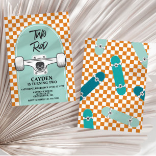 Skateboard Twee Rad Verjaardag Uitnodiging