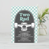 Skateboard Two Rad 2de verjaardagsuitnodiging Kaart (Staand voorkant)