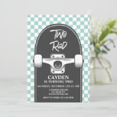 Skateboard Two Rad 2de verjaardagsuitnodiging Kaart (Staand voorkant)