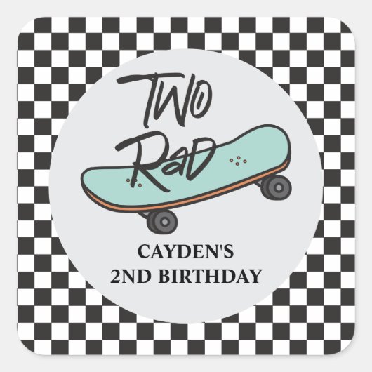 Skateboard Two Rad 2e verjaardag Vierkante Sticker (Voorkant)