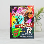 Skateboard uitnodiging voor verjaardag (Staand voorkant)