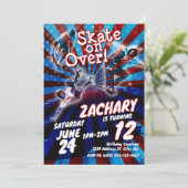 Skateboard uitnodiging voor verjaardag (Staand voorkant)