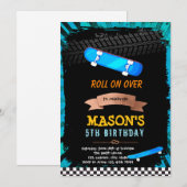 Skateboard uitnodiging voor verjaardag (Voorkant / Achterkant)