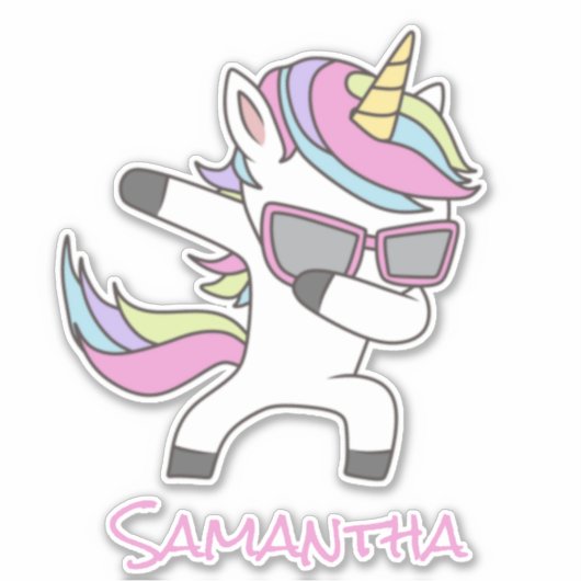 Skateboard Unicorn Cool Rainbow Sticker (Voorkant)