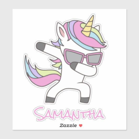 Skateboard Unicorn Cool Rainbow Sticker (Vel)