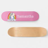 Skateboard Unicorn Pink Glitter Rainbow (Horizontaal)