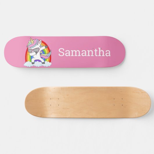 Skateboard Unicorn Rainbow Glitter Sparkles. (Horizontaal)