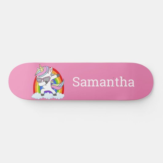 Skateboard Unicorn Rainbow Glitter Sparkles. (Horizontaal)