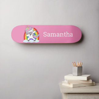 Skateboard Unicorn Rainbow Glitter Sparkles.