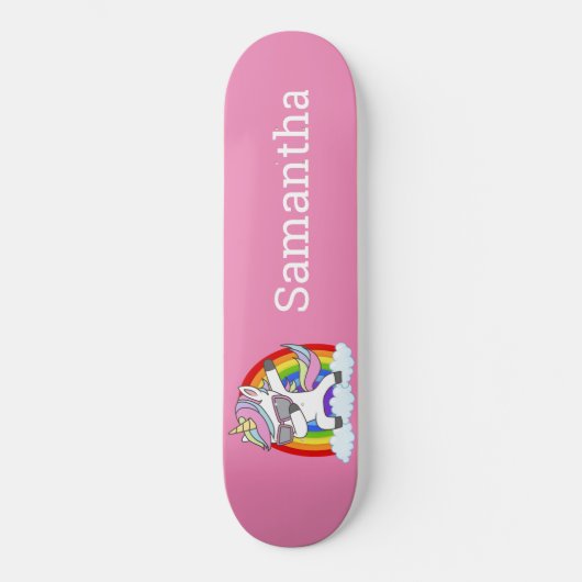 Skateboard Unicorn Rainbow Glitter Sparkles. (Voorkant)
