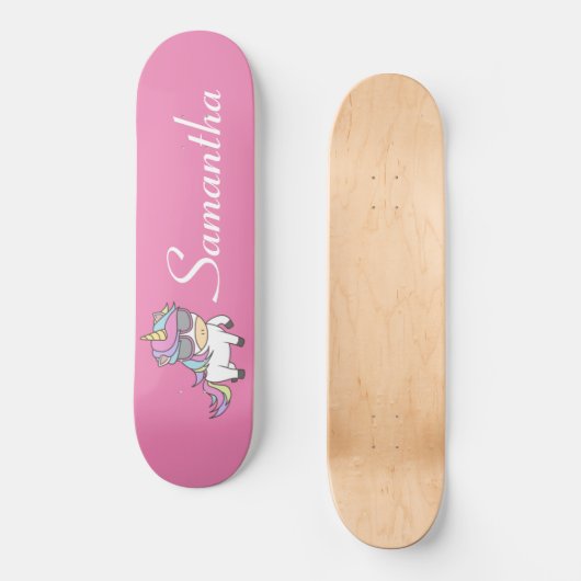 Skateboard Unicorn Roze Glitter Skateboard (Voorkant)