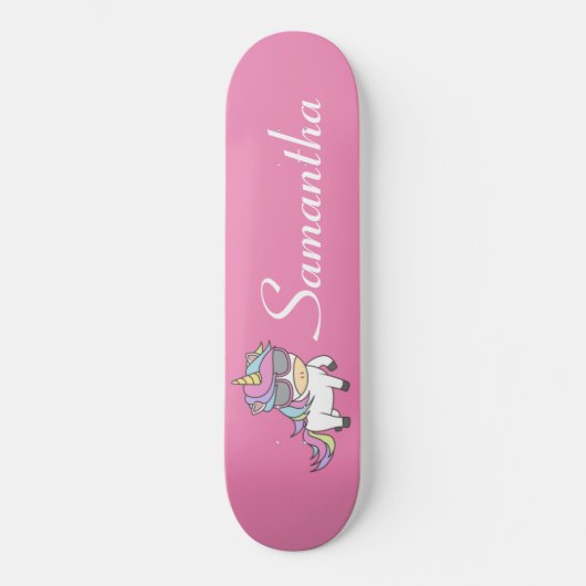 Skateboard Unicorn Roze Glitter Skateboard (Voorkant)