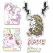 Skateboard Unicorns Custom-Cut Vinyl Sticker (Voorkant)