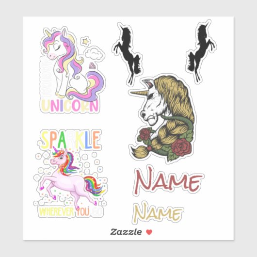 Skateboard Unicorns Custom-Cut Vinyl Sticker (Vel)