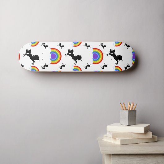 Skateboard Unicorns en Rainbows (Muurkunst (Horizontaal))