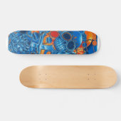 Skateboard van blauwe en Oranje schelpen (Horizontaal)