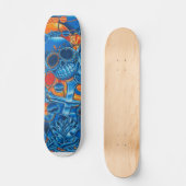 Skateboard van blauwe en Oranje schelpen (Voorkant)