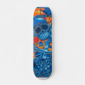 Skateboard van blauwe en Oranje schelpen (Voorkant)