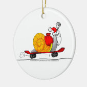 Skateboard van de kerstman keramisch ornament (Links)