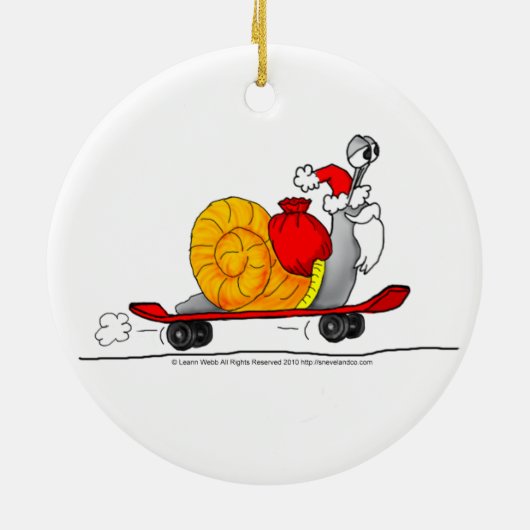 Skateboard van de kerstman keramisch ornament (Achterkant)