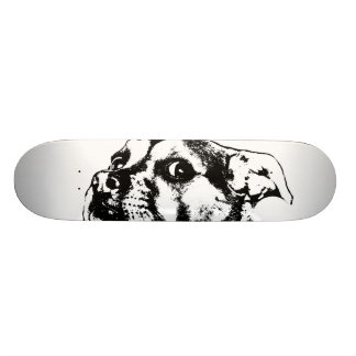 Skateboard van een waaksame pup