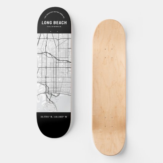 Skateboard van Long Beach City Map (Voorkant)