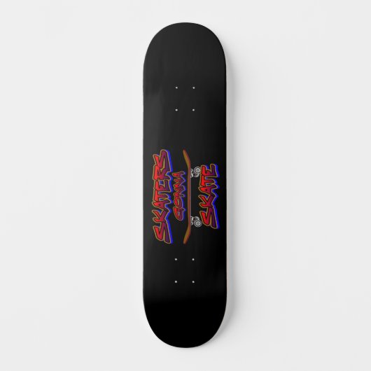 Skateboard van Schaats Rode Blauwe Graffiti (Voorkant)