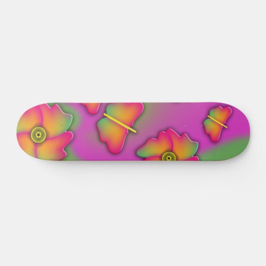Skateboard van vlinders en bloemen (Horizontaal)