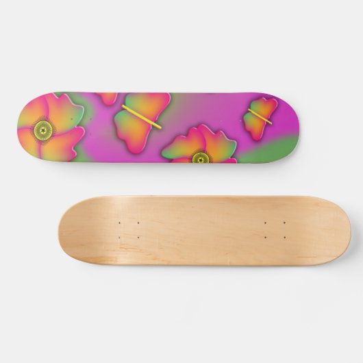 Skateboard van vlinders en bloemen (Horizontaal)