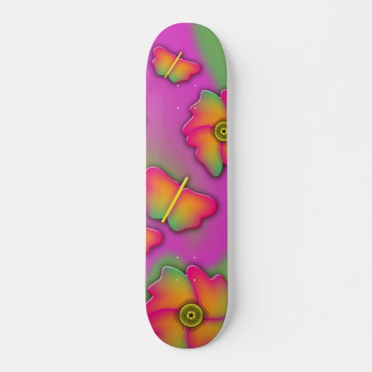 Skateboard van vlinders en bloemen (Voorkant)