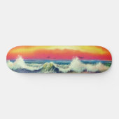 Skateboard van zee Sunset Waves - Schilderen (Horizontaal)