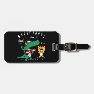 Skateboard vector dierlijke cartoon illustratie bagagelabel