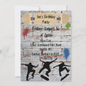 Skateboard verjaardagsfeestje uitnodigingen (Voorkant)