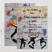 Skateboard verjaardagsfeestje uitnodigingen (Voorkant / Achterkant)