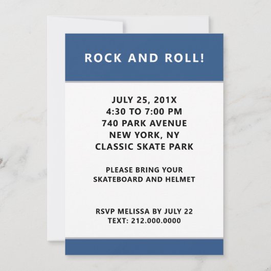 Skateboard verjaardagsuitnodigingen kaart (Achterkant)