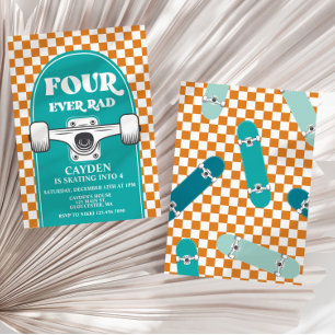 Skateboard Vier Ooit Rad 4e Verjaardag Kaart