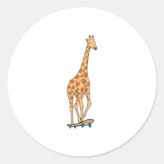 Skateboard voor Giraffe Ronde Sticker (Voorkant)