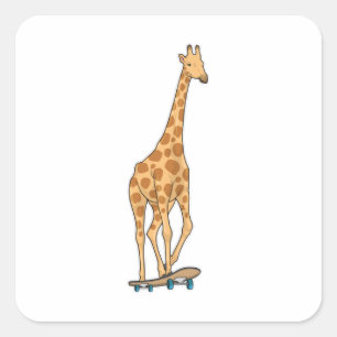 Skateboard voor Giraffe Vierkante Sticker