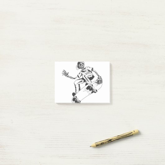 skateboard voor het schaatsen van skeletons post-it® notes (Op bureau)