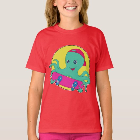 Skateboard voor octopusskaters t-shirt (Voorkant)