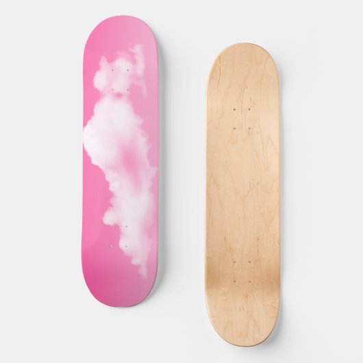 Skateboard voor roze hemel en wolken (Voorkant)