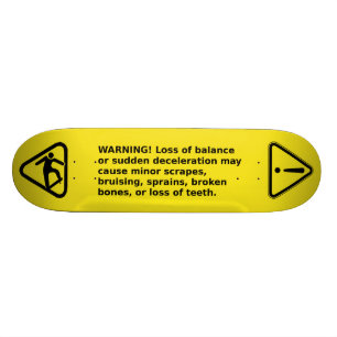skateboard waarschuwingslabel met pictogrammen