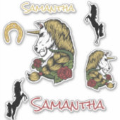 Skateboard Warrior Unicorn Gold Sticker (Voorkant)