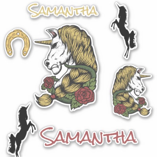 Skateboard Warrior Unicorn Gold Sticker (Voorkant)