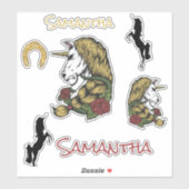 Skateboard Warrior Unicorn Gold Sticker (Vel)