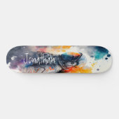 Skateboard Waterverf Moon Astronaut (Horizontaal)