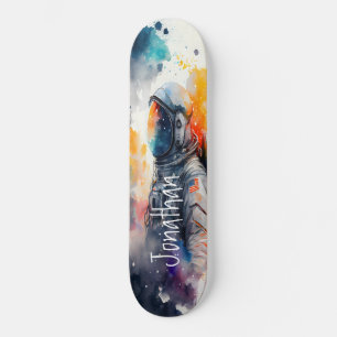 Skateboard Waterverf Moon Astronaut