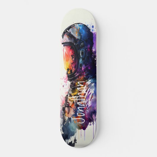 Skateboard Waterverf Spaceman (Voorkant)