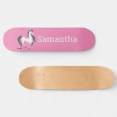 Skateboard White Horse Pink Glitter (Horizontaal)