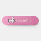 Skateboard White Horse Pink Glitter (Horizontaal)